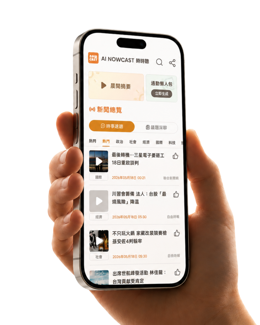 AI NOWCAST 時時聽 App 手機畫面